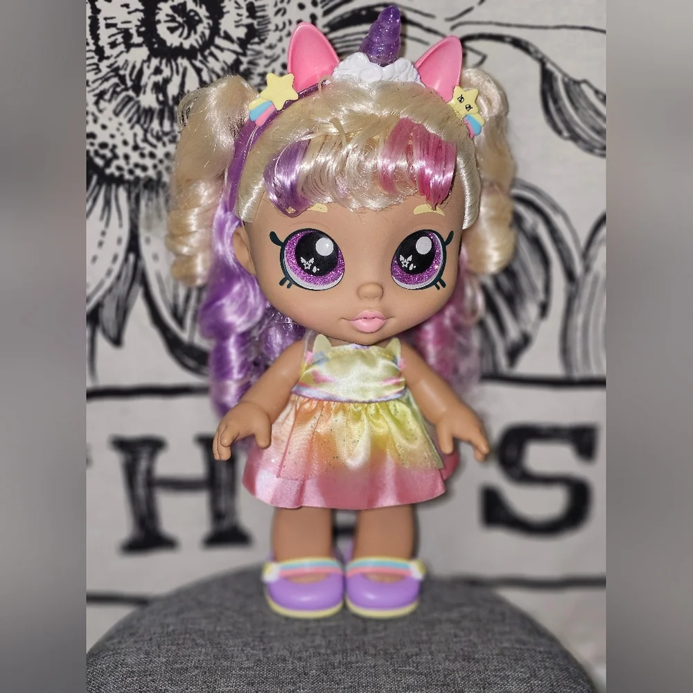 EUC Kindi Kids Fun Time 10 inch Doll - Mystabella Unicorn  Rainbow Hair